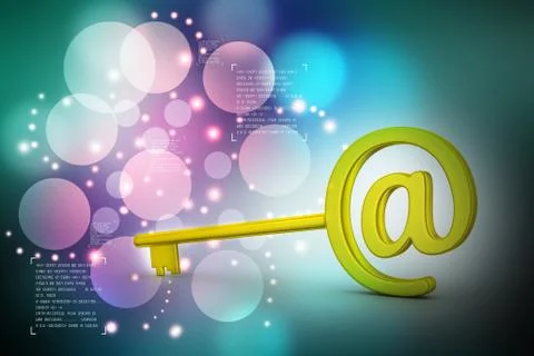 Key with at the rate symbol Illustrazione stock