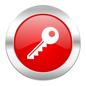 Key red circle chrome web icon isolated. Stock Illustration