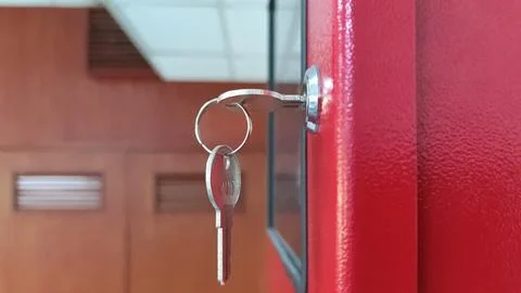 Key in Red Panel Lock Stock Photos