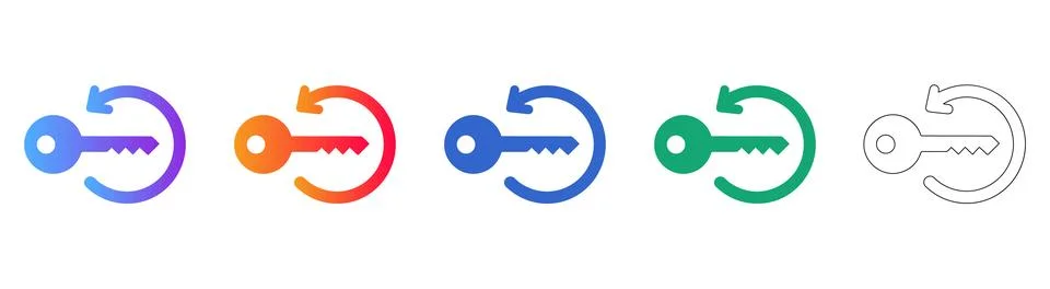 Key Refresh and Security Cycle Icons Stock Illustration