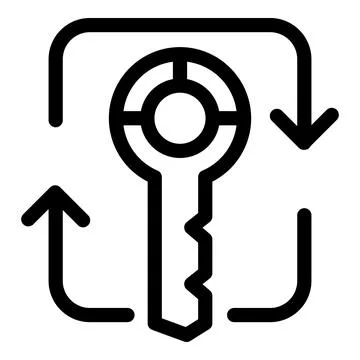 Key representing data encryption process with up and down arrows Illustrazione stock