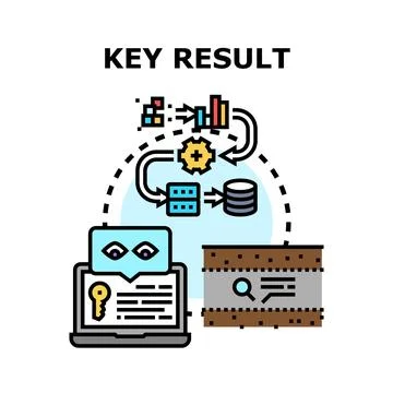 Key result achieving process with data analysis and optimization Illustrazione stock