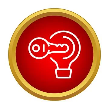 Key revealing creative solution inside light bulb icon Stock Illustration