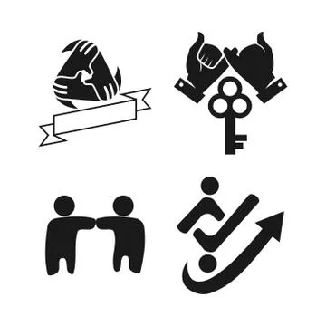 Key ribbon arrow Commitment Teamwork Together Black Logo 스톡 일러스트