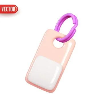 Key ring. Keyring alarm panel. Realistic 3d design element In plastic cartoon Stock Illustration