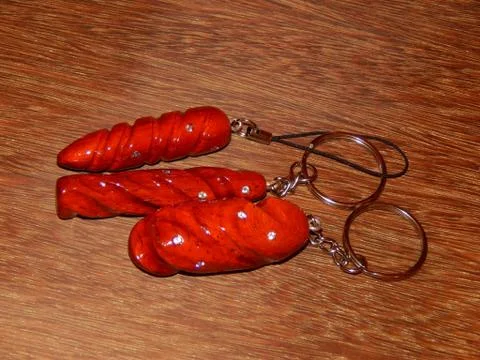 Key ring mahogany solid wood Stock Photos