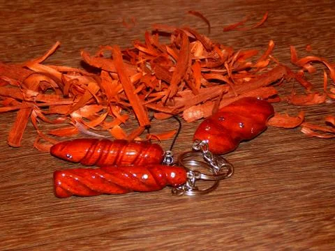 Key ring mahogany solid wood Stock Photos