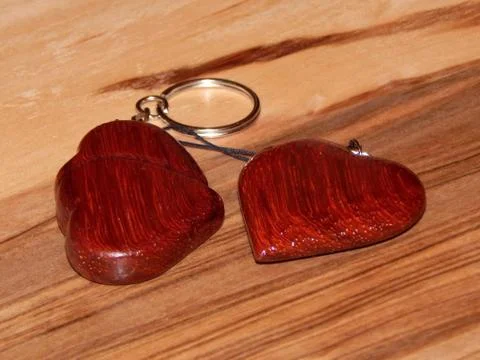 Key ring mahogany solid wood Stock Photos