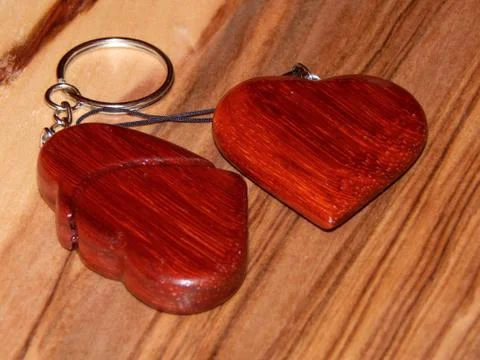 Key ring mahogany solid wood Stock Photos