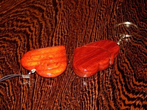 Key ring mahogany solid wood Stock Photos