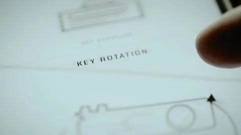Key rotation graphic exchanges two outlined credentials Stock-Footage 348060316