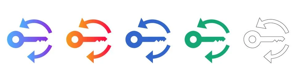 Key Rotation Security Icon Set Stock Illustration