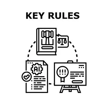 Key rules concept with artificial intelligence and legal regulations Stock Illustration