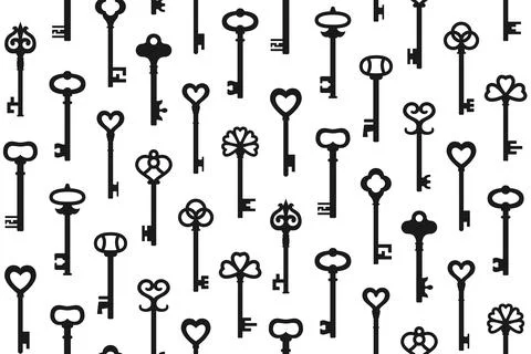 Key seamless pattern old boundless fabric wallpaper vintage packaging repeat Stock Illustration