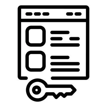 Key search engine icon, outline style Stock Illustration