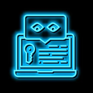 Key security system neon glow icon illustration Illustrazione stock