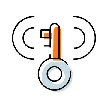 Key sending wireless signal for digital security Illustrazione stock