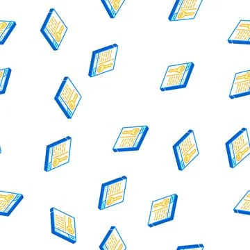 Key seo optimization isometric icon seamless pattern Stock Illustration