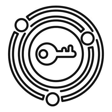 Key shape inside abstract circle forming a secure logo Stockillustratie