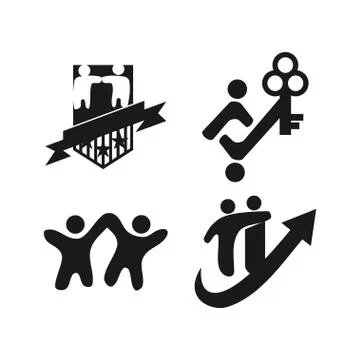 Key shield arrow Commitment Teamwork Together Black Logo Stock Illustration