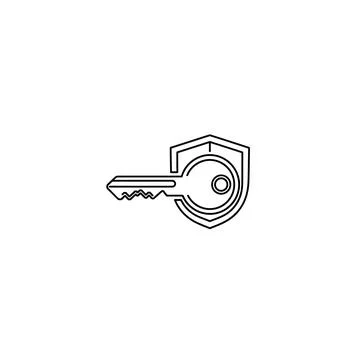 Key shield digital security line icon web privacy protection symbol Stock Illustration