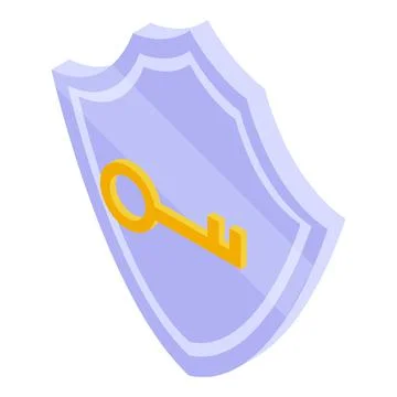 Key shield icon isometric vector. Data lock 스톡 일러스트