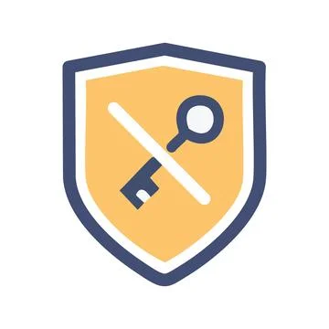 Key shield icon. Shield icon with a key inside, symbolizing protection and .. Ilustración de archivo