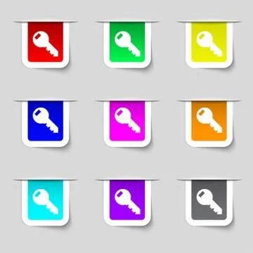 Key sign icon. Unlock tool symbol. Set of colored buttons. Vector イラスト素材