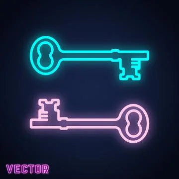 Key sign neon light design Stock Illustration