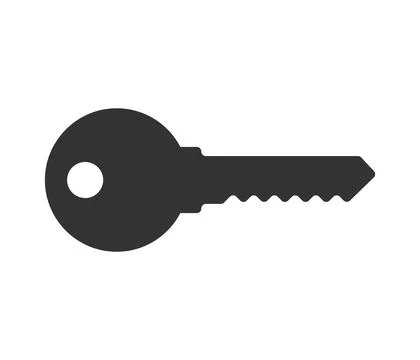 Key silhouette of security symbol. Vector lock safe icon Illustrazione stock