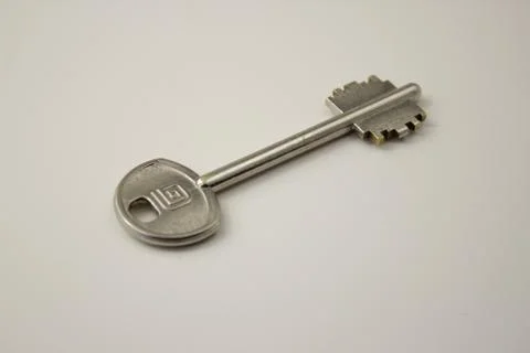 The key is silver on a white background Stock Photos