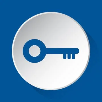 Key - simple blue icon on white button Stock Illustration