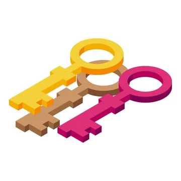 Key slot machine icon isometric vector. Game videogame Stock Illustration