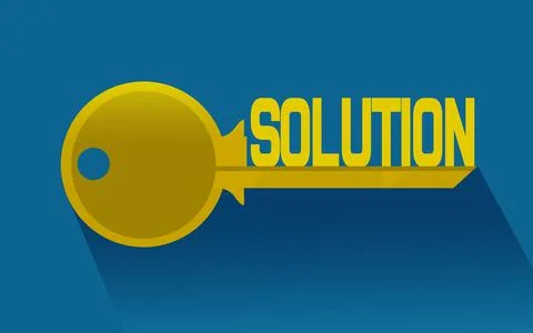 Key to solution with blue background Stock Illustration