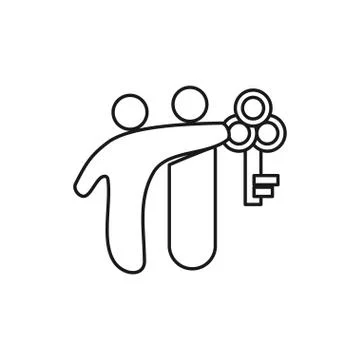 Key solution friend Commitment Teamwork Together Outline Logo 스톡 일러스트