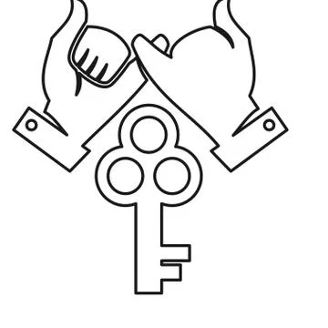 Key solution hand Commitment Teamwork Together Outline Logo イラスト素材