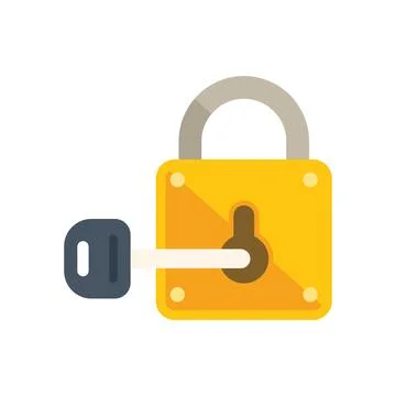 Key solution padlock icon flat vector. Creative business Illustrazione stock