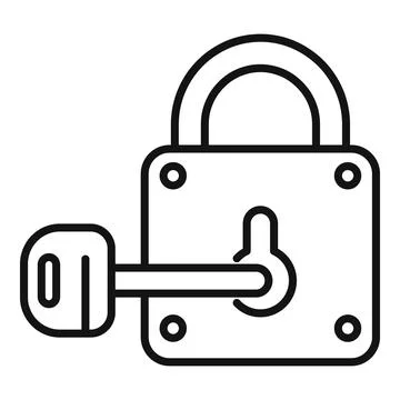 Key solution padlock icon outline vector. Creative business Stock Illustration