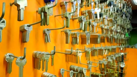 Key Stand with Many Types of Keys Stock Footage 290920467