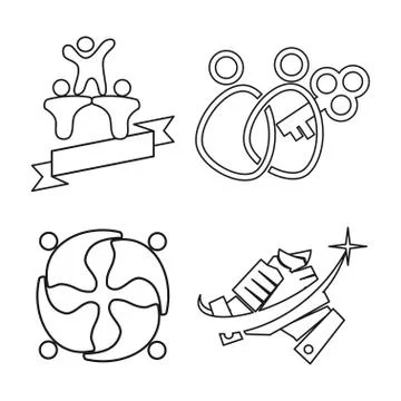 Key star ribbon Commitment Teamwork Together Outline Logo Illustrazione stock