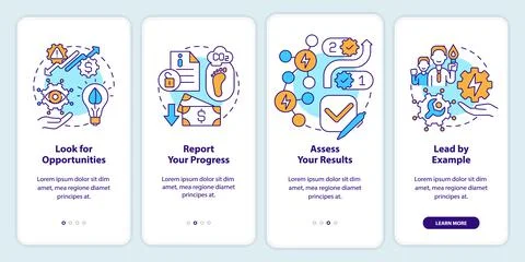 Key steps to energy strategy onboarding mobile app screen Stock Illustration
