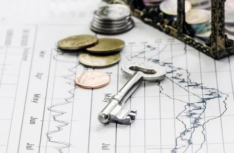 The key on stock chart Foto stock