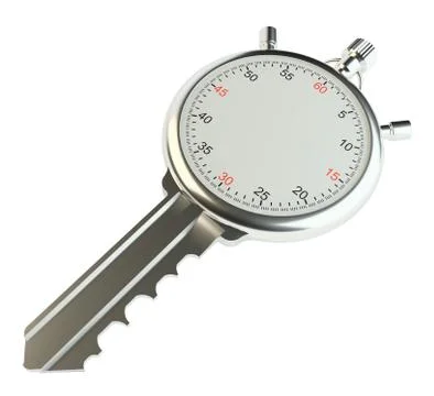 Key with stopwatch. Template for your design Illustrazione stock