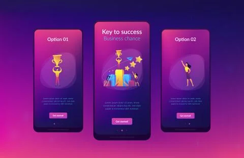 Key to success app interface template. Stock Illustration