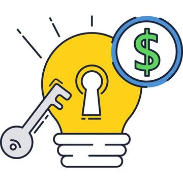 Key to success icon vector idea lightbulb unlock Stock Illustration