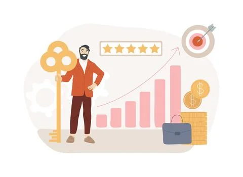 Key to success isolated concept vector illustration. Ilustración de archivo