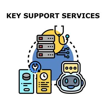 Key support services offering maintenance and technical assistance Stock Illustration