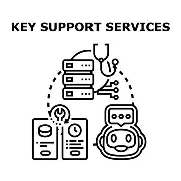 Key support services offering maintenance and technical assistance Stock Illustration
