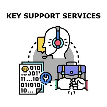Key support services providing professional business assistance 库存插图