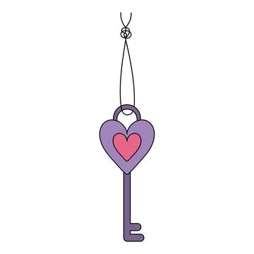 The key is suspended from a string. Colored vector illustration. Stock Illustration